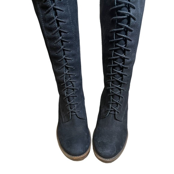Lucky Brand Riddick Womens Round Toe Leather Black Over the Knee Boot Size‎ 6. - Picture 2 of 11